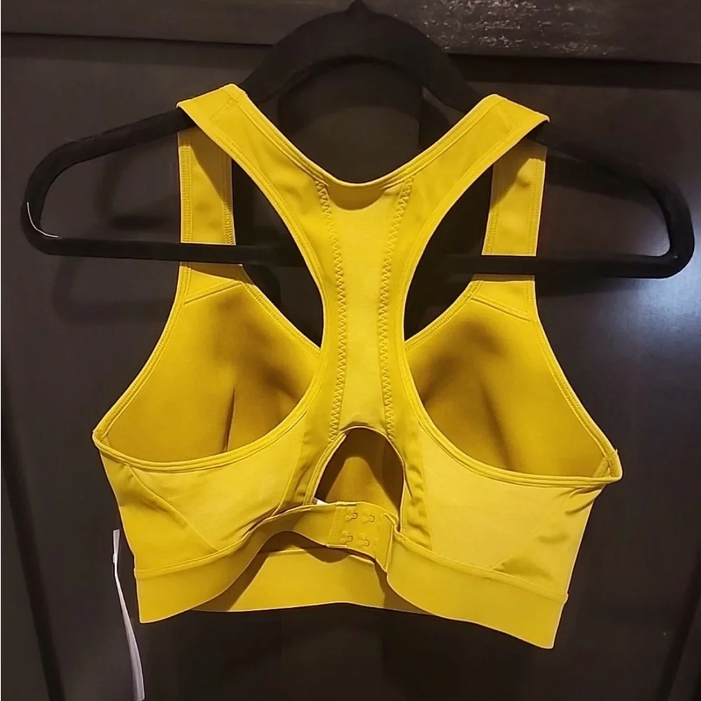 Athleta Hustle II Sports Bra‎ 36D 36DD Yellow Racerback High Support NWT